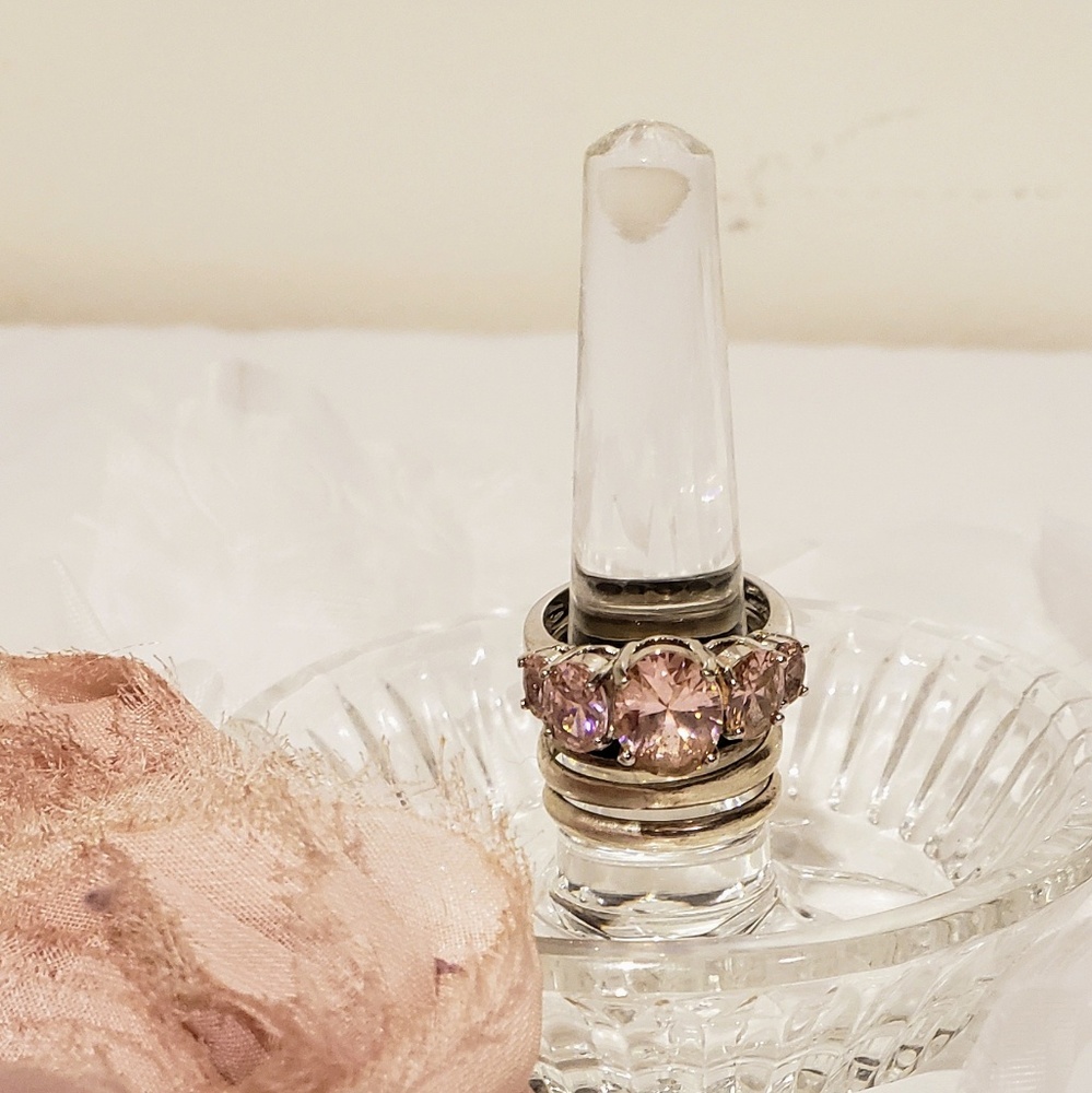 Morganite sterling silver ring